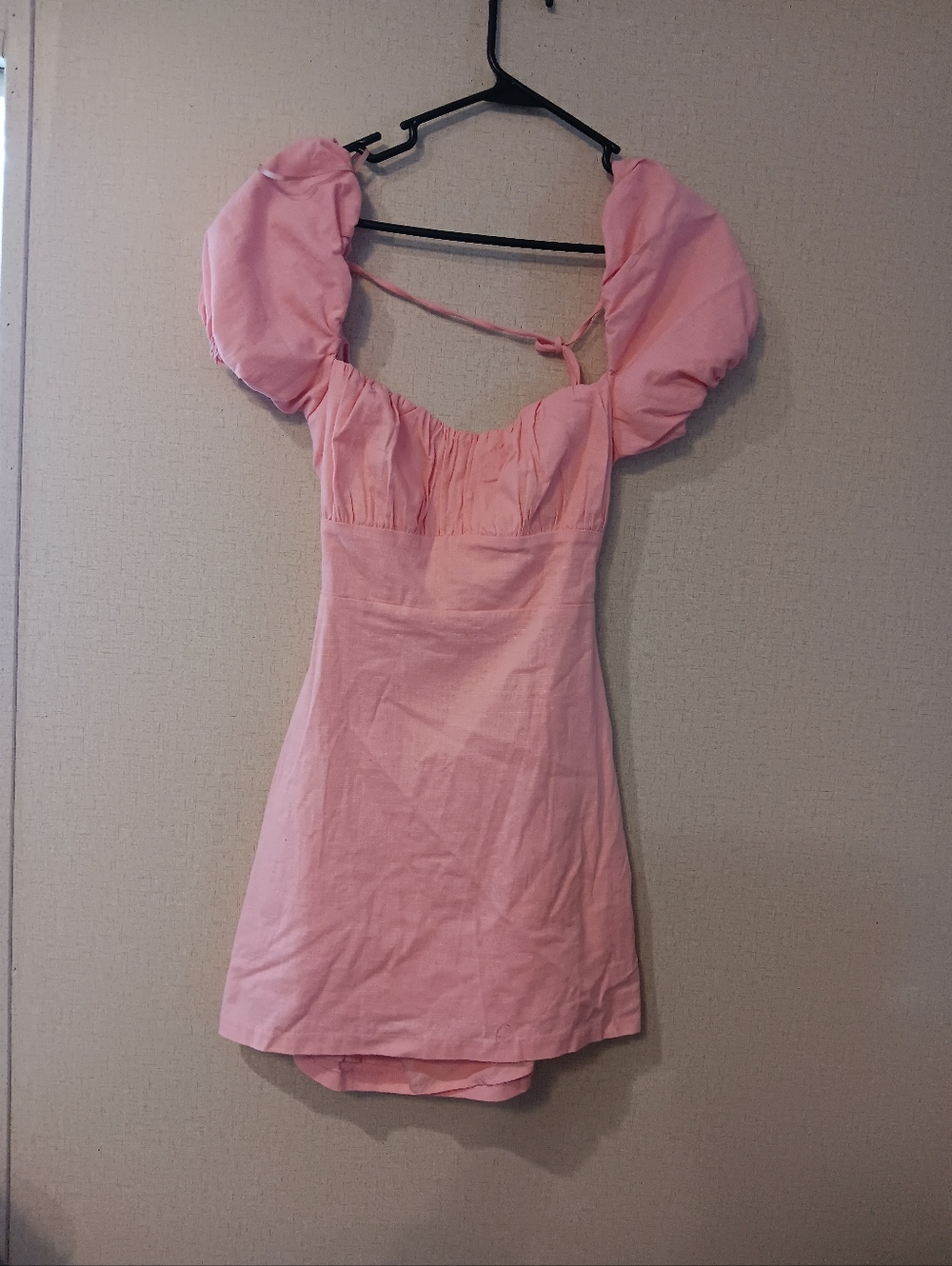 American Threads Emma Open Back Puff Sleeve Mini Dress Sz M - Picture 2 of 5